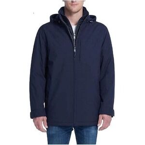 Weatherproof Men's Ultra Tech Double Layer Jacket with Hood Navy Heather - Large